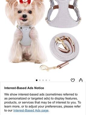 Puppia Light Gray Small Dog Harness and Matching Leash Set